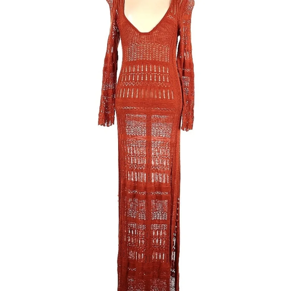 Free People Rust Orange Crochet Maxi Dress